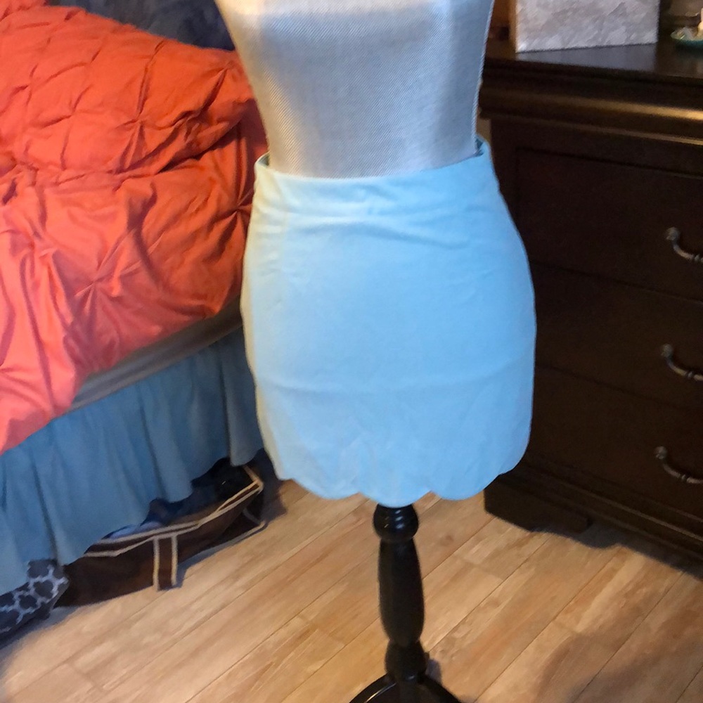 Light blue scalloped bottom skirt